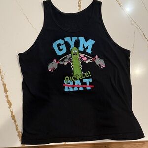 Flex Comics Rick and Morty Gym Pickle Black Muscle T Large